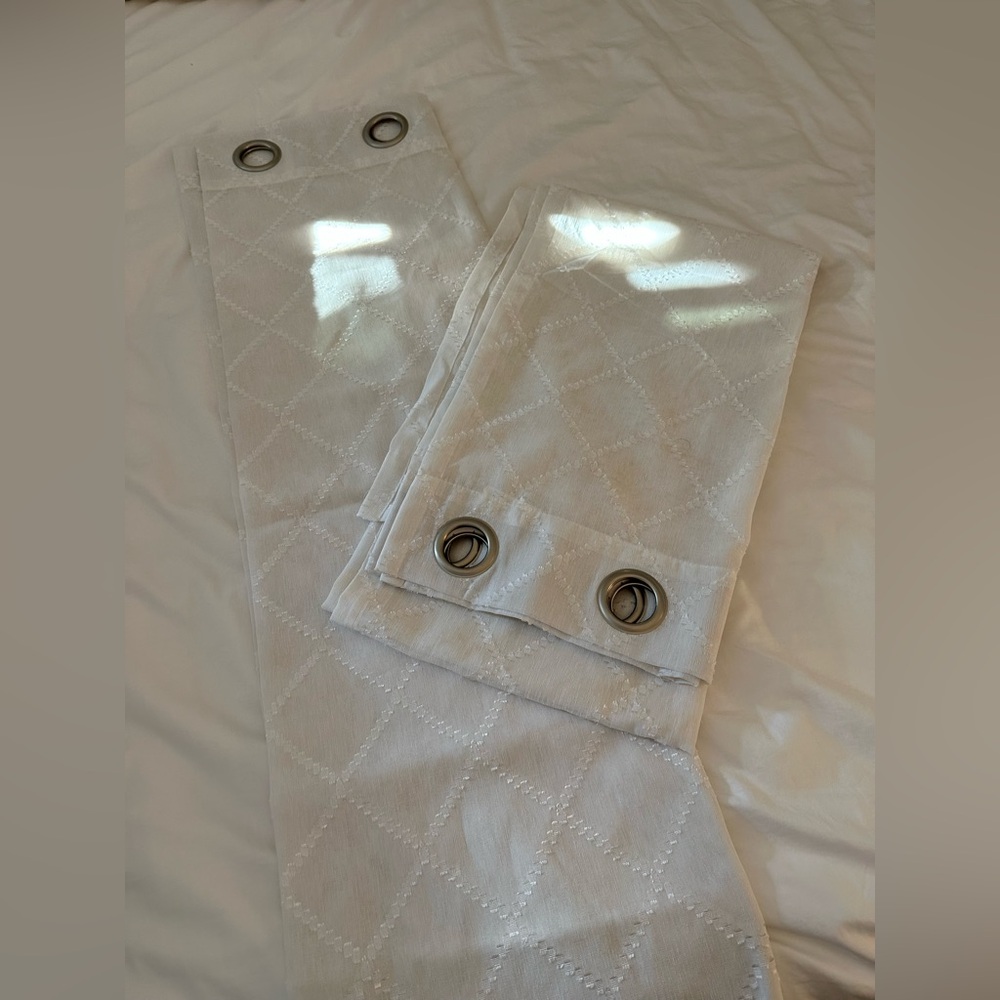 Sheer White 84 Inch Curtain Panel Set